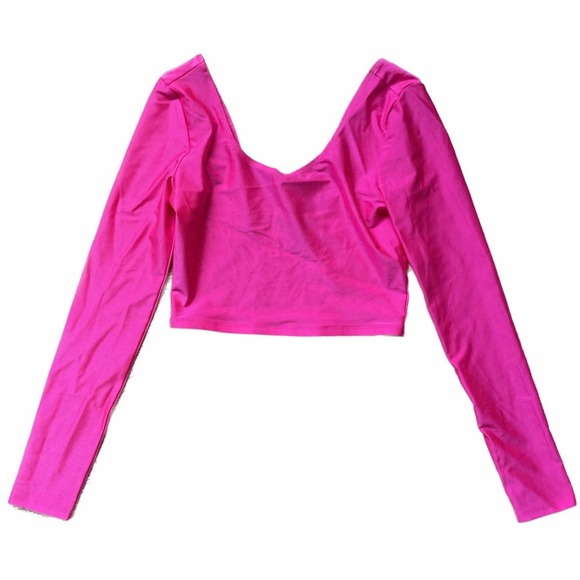 Y2K Forever 21 Vintage crop top | festival got neon pink long sleeve aerobics - Picture 1 of 9